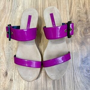 Marc Jacobs Rossimoda Patent Violet Wood Heel Sandals Size 39
